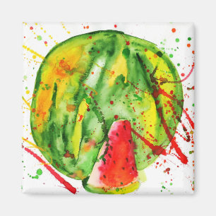 Vattenmelon med ljusa vattenfärger i abstrakt magnet