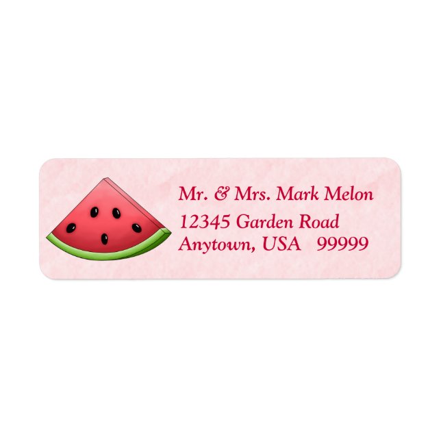 Vattenmelon med Rosa Background Returadress Lab Etikett (Framsidan)