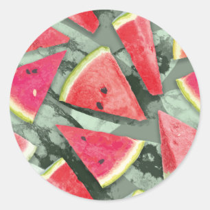 Vattenmelon Mönster Creation 4 Runt Klistermärke