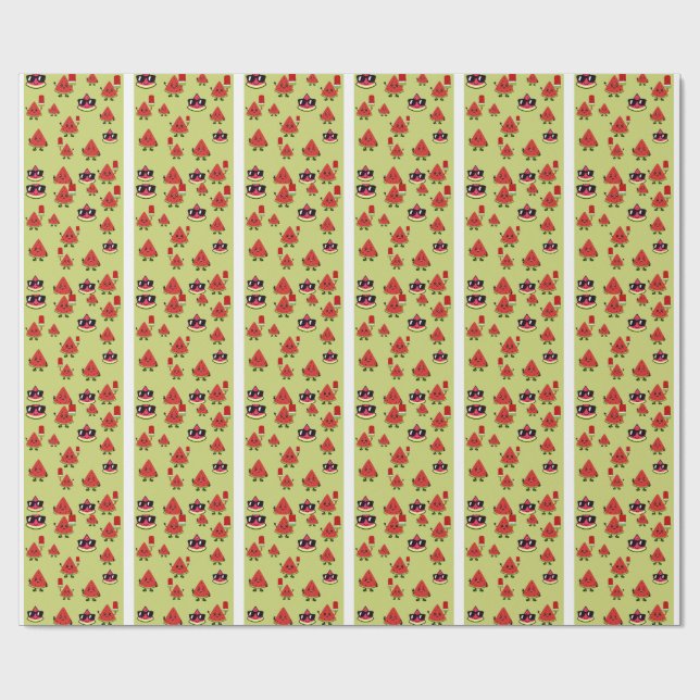 Vattenmelon Mönster Födelsedagspresent Förpackning Presentpapper (Platt)