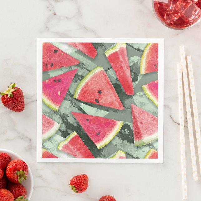 Vattenmelon Mönster Skapelse 4 Pappersservett (Insitu)