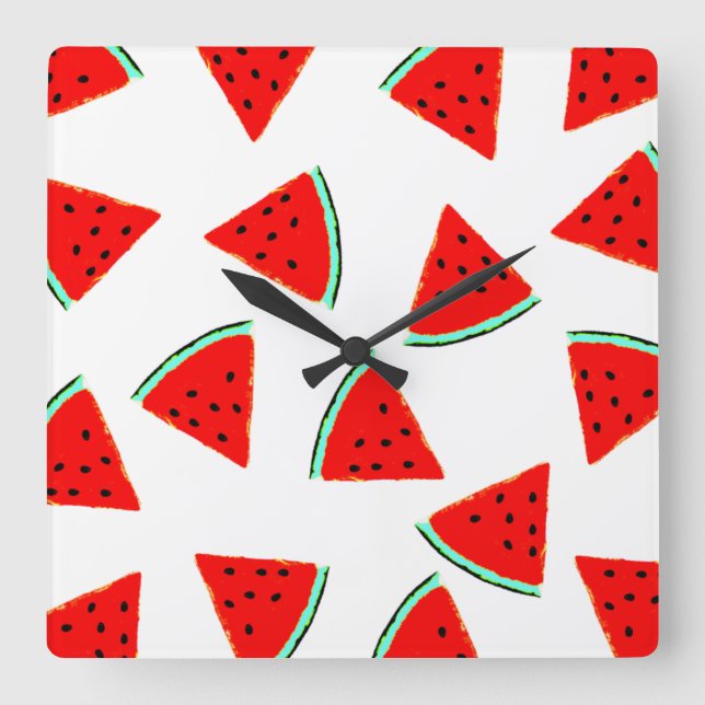 Vattenmelon Mönster Triangles Fyrkantig Klocka (Framsida)