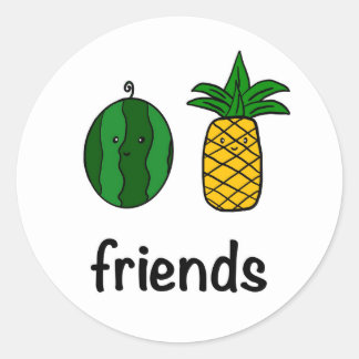 Vattenmelon och ananas Friends Sticker Runt Klistermärke
