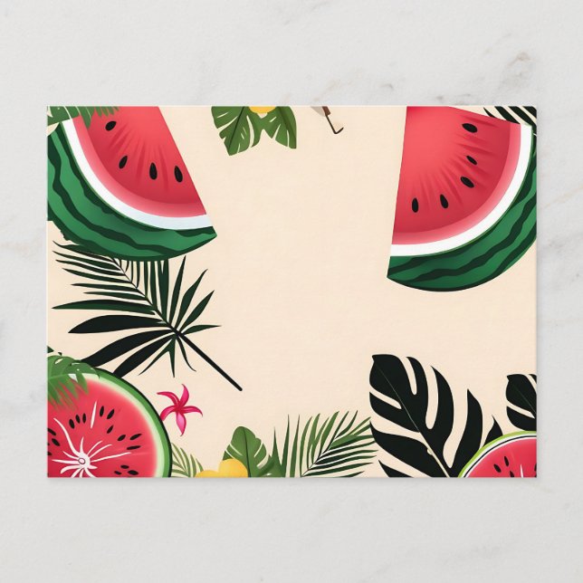 Vattenmelon och blommor vykort (Framsida)