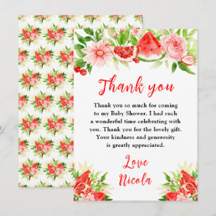 Vattenmelon och Granatäpple Baby Shower Tack Kort