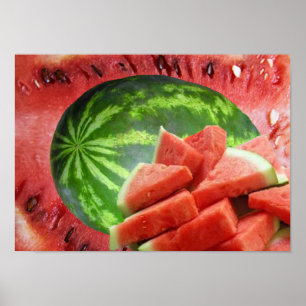 Vattenmelon och klipp ut små segment poster