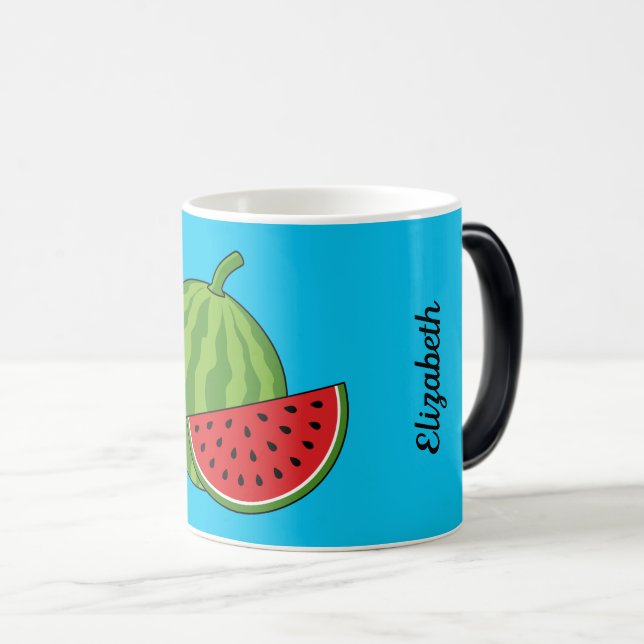 Vattenmelon och segment | Lägg till ditt namn Magisk Mugg (Framsida höger)