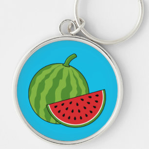 Vattenmelon och segment rund silverfärgad nyckelring