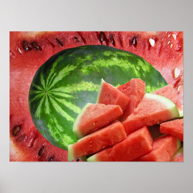 Vattenmelon och Skurna Skivor Små Poster (Framsidan)