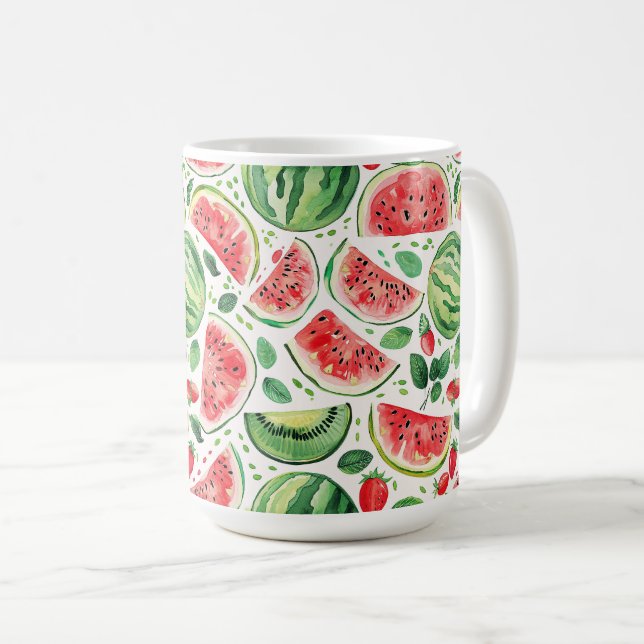 Vattenmelon och sommarfrukt Mönster Kaffemugg (Framsida höger)