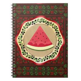 Vattenmelon på olivplåt med palestinsk tatuering anteckningsbok