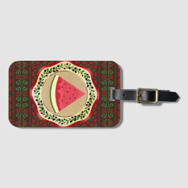 Vattenmelon på olivplåt med palestinsk tatuering bagagebricka