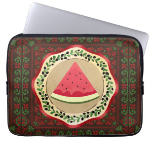 Vattenmelon på olivplåt med palestinsk tatuering laptop fodral