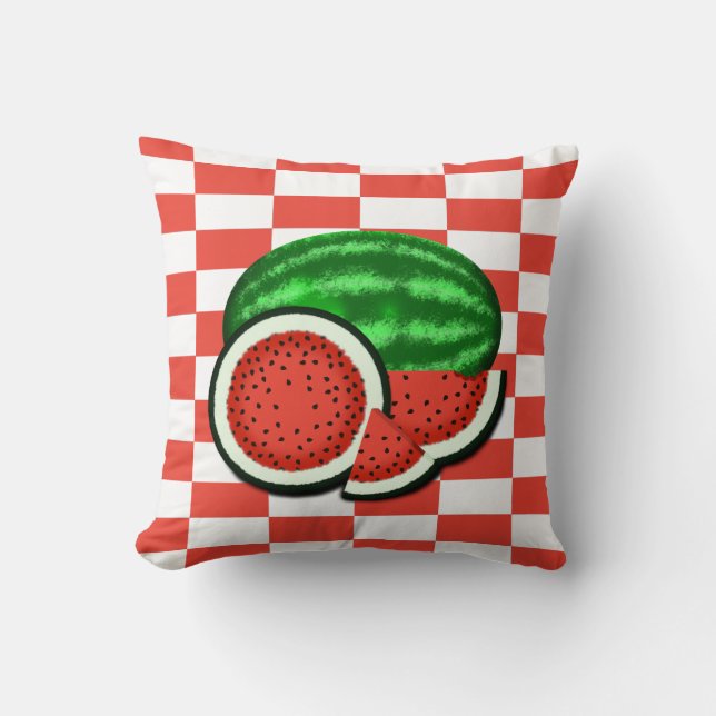 Vattenmelon på Vattenmelon Rosa Bakgrund Kudde (Framsida)