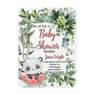 Vattenmelon Panda Watercolor Baby Shower Magnet