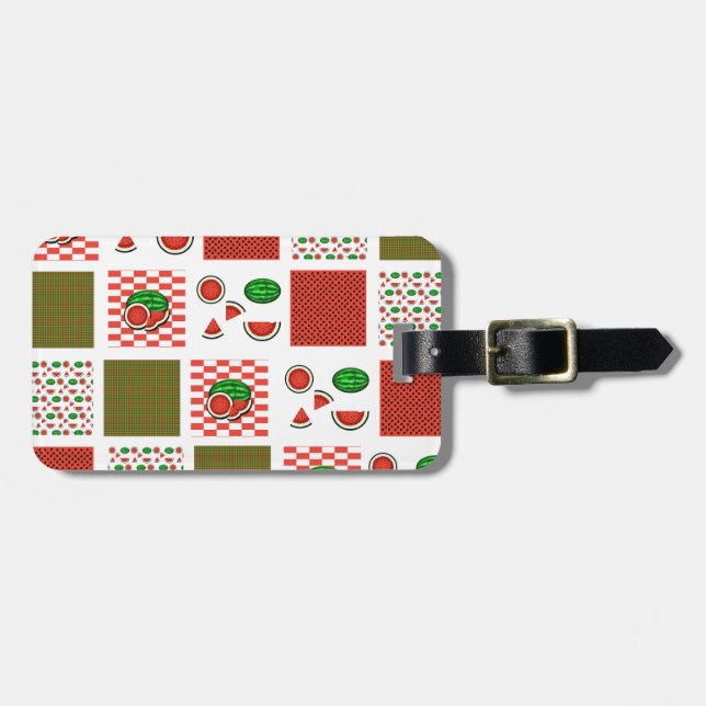 Vattenmelon Patchwork Bagagebricka (Horisontell Framsida)