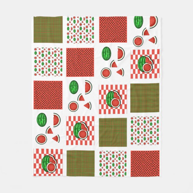 Vattenmelon Patchwork Fleecefilt (Framsidan)