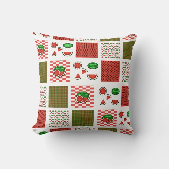 Vattenmelon Patchwork Kudde (Framsida)
