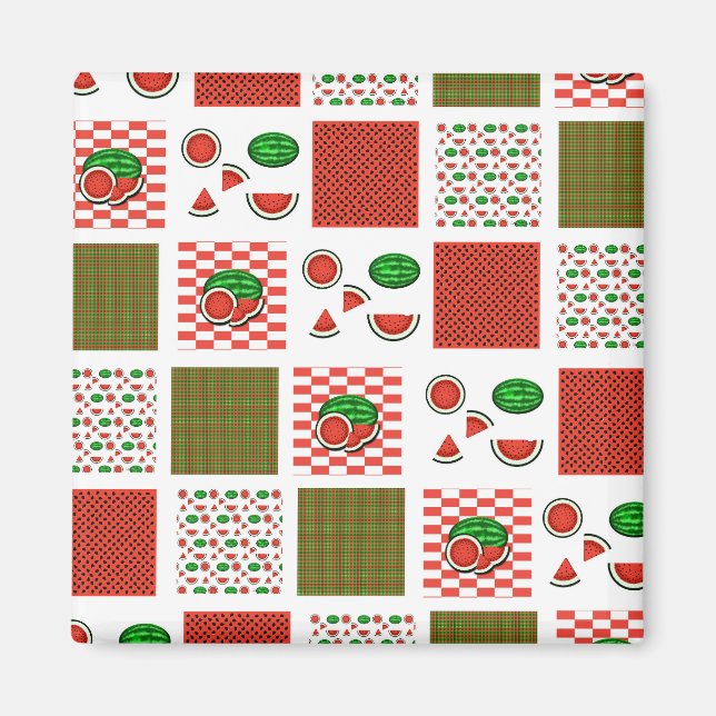 Vattenmelon Patchwork Magnet (Framsidan)