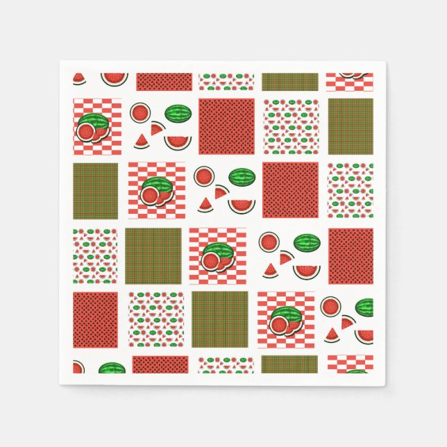 Vattenmelon Patchwork Pappersservett (Framsidan)