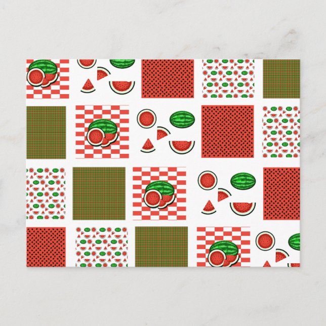 Vattenmelon Patchwork Vykort (Framsida)