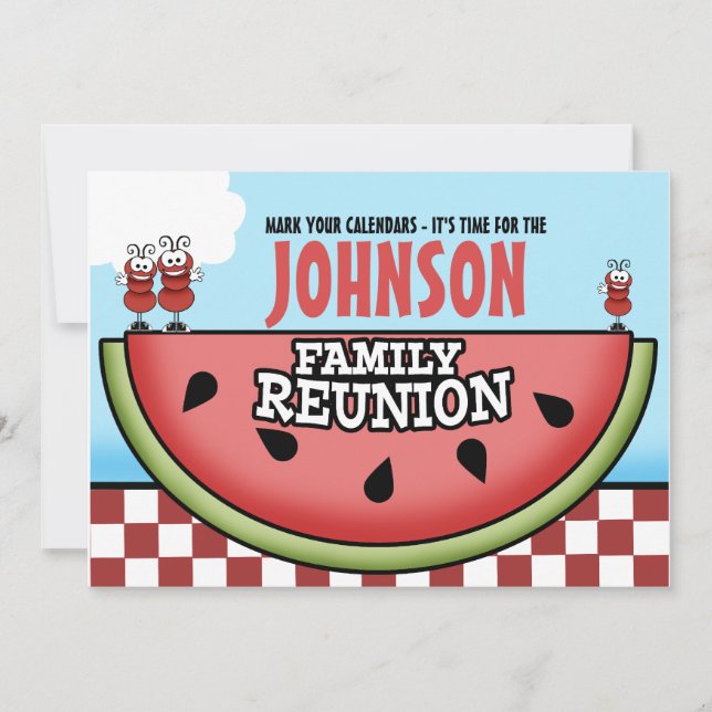Vattenmelon Picknick Familjeåterträff Inbjudningar (Framsida)