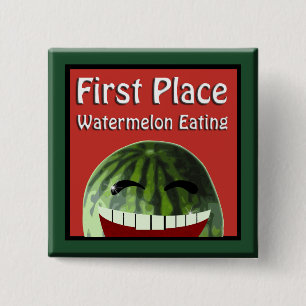Vattenmelon Picnic 1st Ställe Watermelon Eating Knapp