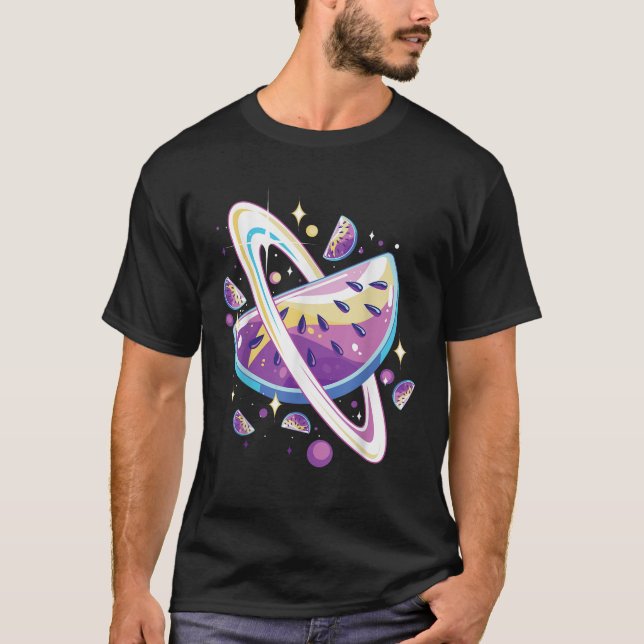 Vattenmelon Planet Sommar Fruit Solar System Melon T Shirt (Framsida)