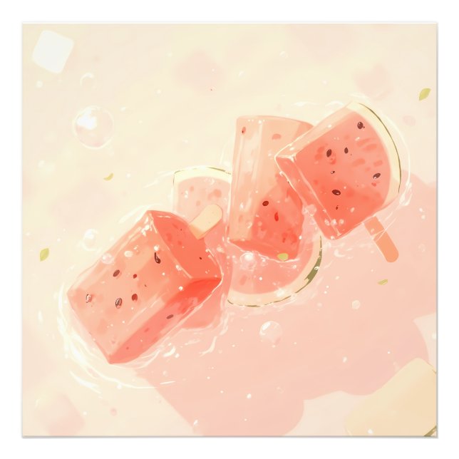 Vattenmelon Popsicle Fototryck (Framsidan)