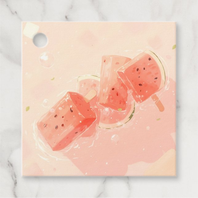 Vattenmelon Popsicle Gåvor Etiketter (Framsida)