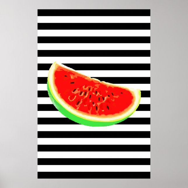Vattenmelon, poster, sommarposter, BLACK rand Poster (Framsidan)