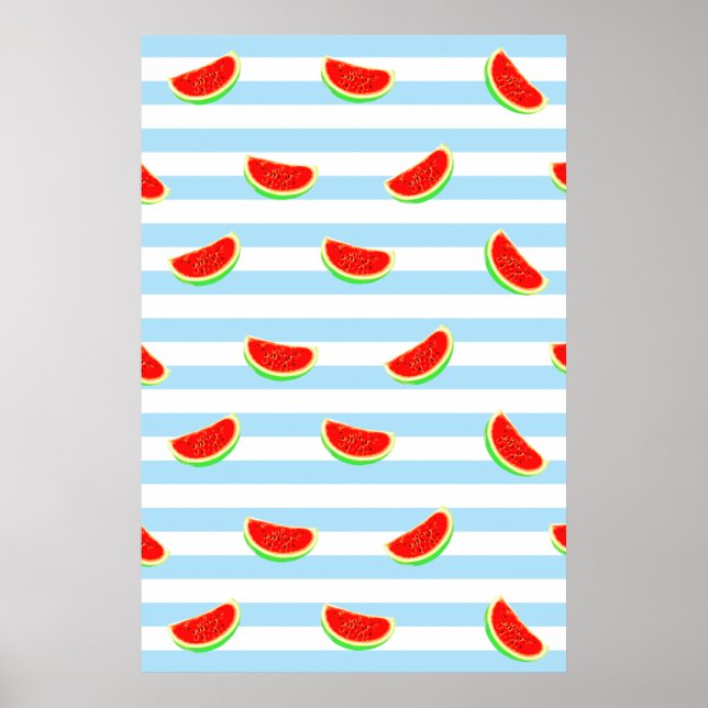 Vattenmelon, poster, sommarposter, blått mönster. poster (Framsidan)
