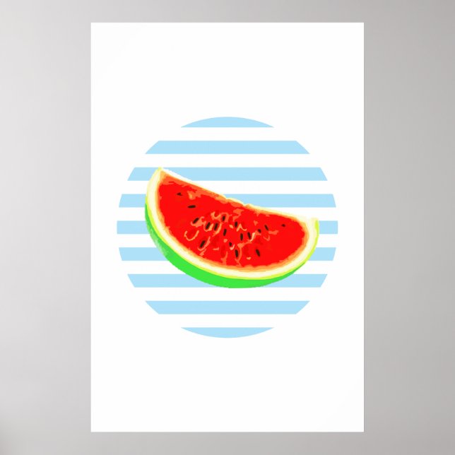 Vattenmelon, poster, sommarposter, cirkel BLUE Poster (Framsidan)