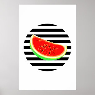 Vattenmelon, poster, sommarposter, svart rand. poster