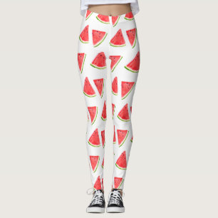 Vattenmelon Red Frukefärg Food Mönster Leggings