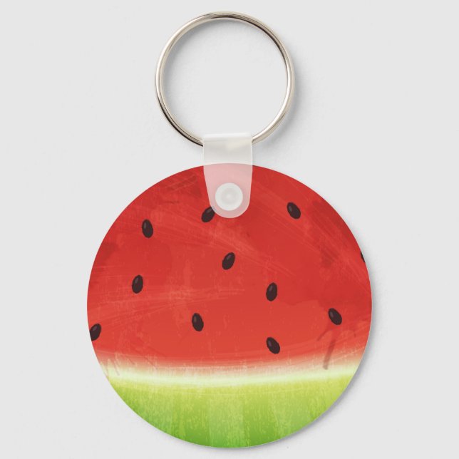 Vattenmelon röda frön vattenfärg målning textur nyckelring (Framsida)
