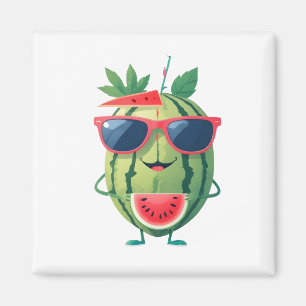 Vattenmelon Roligt Cheerful Vacation Tropical Drin Magnet
