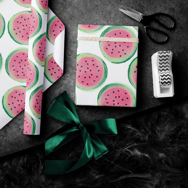 Vattenmelon, Roligt | Sommarfruktsyrans vattenfärg Presentpapper (Skapare uppladdad)