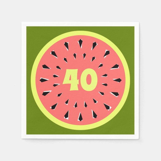Vattenmelon Rosa 40 Åldersblöjor pappra Pappersservett (Framsidan)