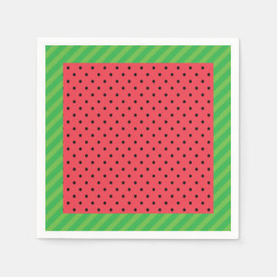 Vattenmelon rosa och svart sommarfrukt pappersservett