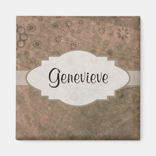 Vattenmelon Rosa Retro Blommigt Abstrakt Namnskylt Magnet