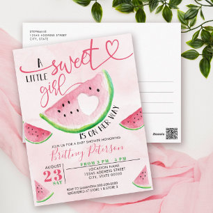 Vattenmelon Rosa Vattenfärgsbabyskor för Vykort