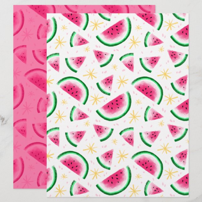 Vattenmelon Scrapbookpapper (Fram/baksida)