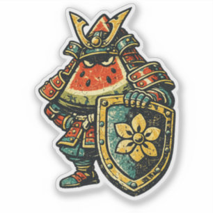 Vattenmelon Shogun - Rollig Frukt Samuraj Vintage Klistermärken