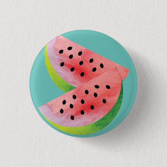 Vattenmelon Skivor Frukt Konst Knapp (Framsida)