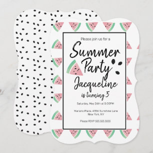 Vattenmelon Skivor och Frön Sommar Fruktig Födelse Inbjudningar