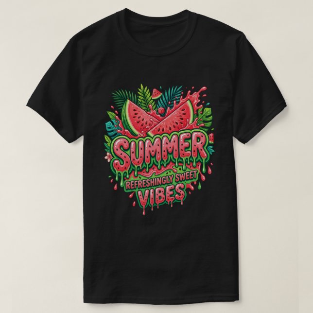 Vattenmelon Skivor - sommar vattenmelon vibe T Shirt (Design framsida)