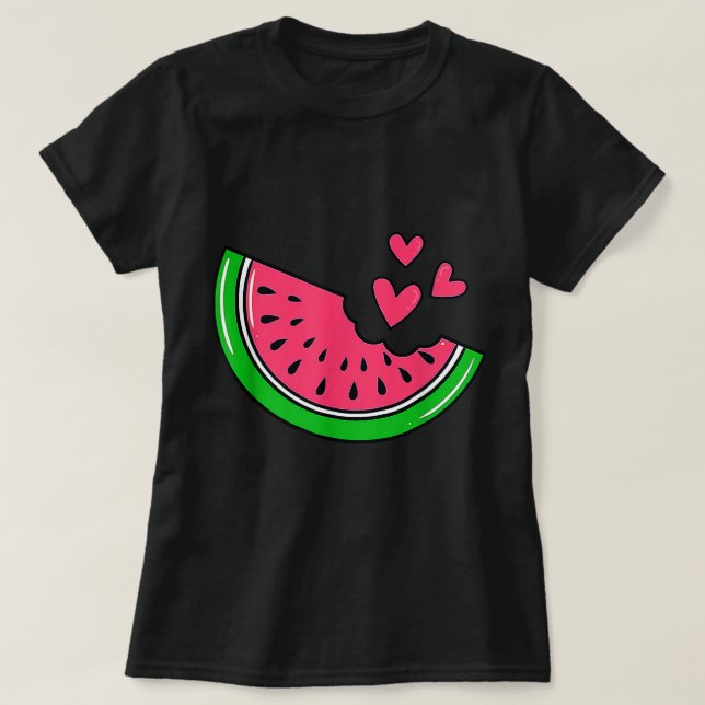Vattenmelon slice Melon Hearts Älskare Eating Frui T Shirt (Design framsida)