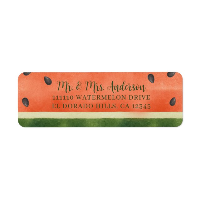 Vattenmelon Som Helst Sommarfest Returadress Etikett (Framsidan)