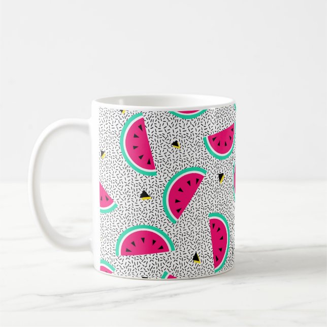 Vattenmelon, sömlös mönster. Geometrisk retro stil Kaffemugg (Vänster)
